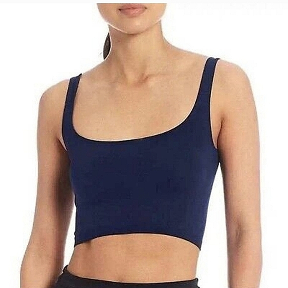 NWT Free People Scoop Neck seameless Crop navy tank cami - Picture 3 of 6